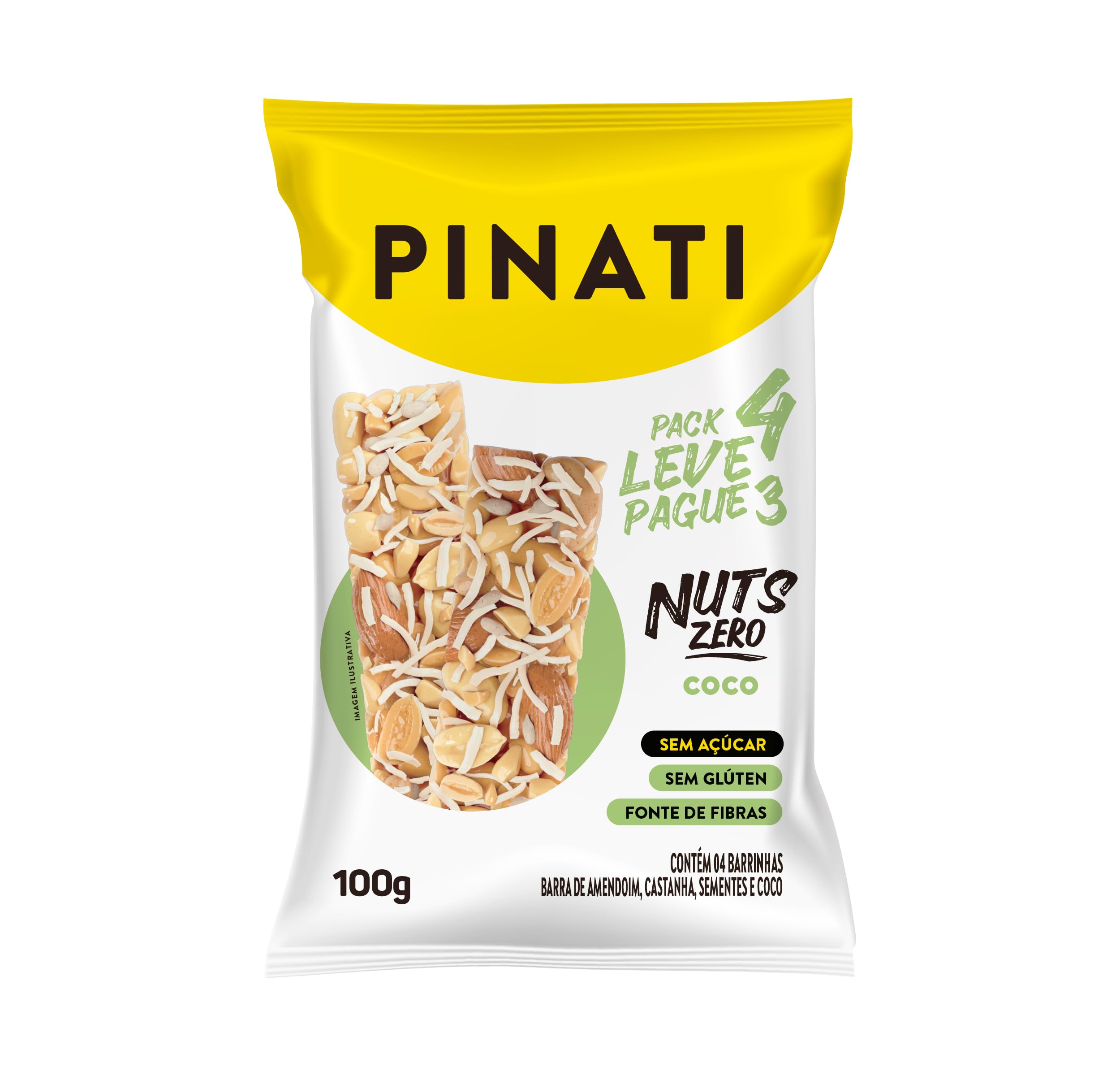 PINATI Barra de castanhas NUTs Zero - Coco Leve 4 Pague 3 - 100g